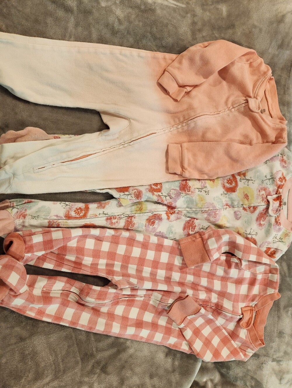 Honest Compant Girls' Peach Knit Zip-Front Footed Pajamas, Size 6-9M